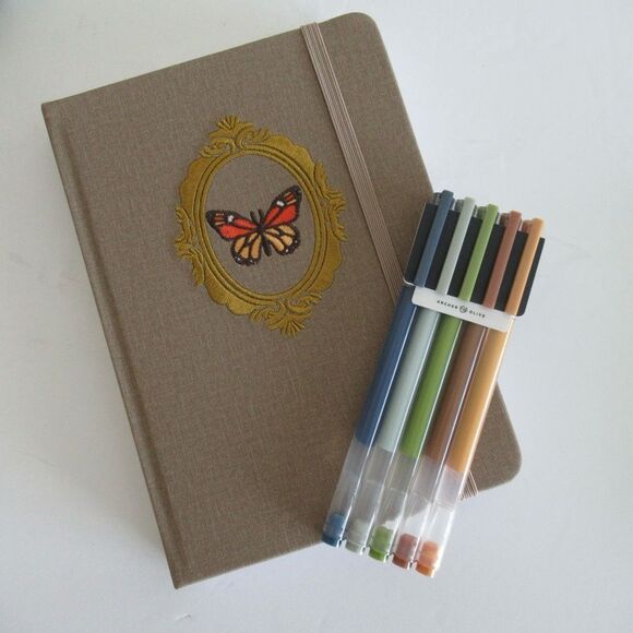 New Archer and Olive Butterfly in Frame Notebook & Set of 5 Gel Pens - Picture 8 of 12